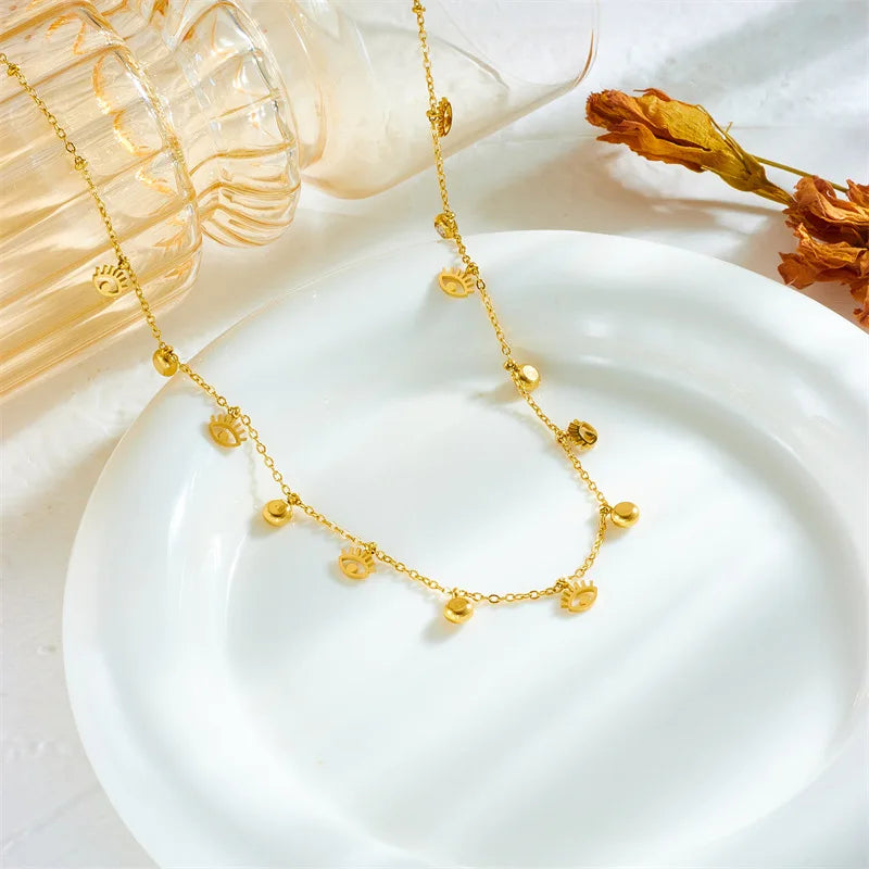 Collier avec pendentif œil en cristal en acier inoxydable 316L pour femme et fille