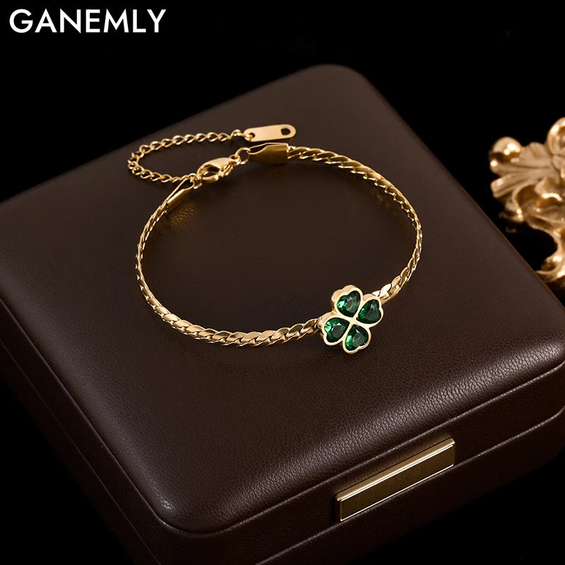 Bracelet trèfle en acier inoxydable 316L pour femme, bijou tendance, étanche, idéal comme cadeau