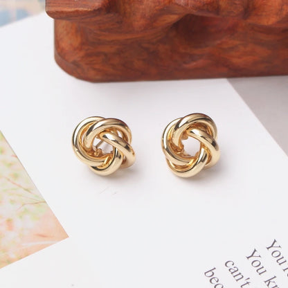 Boucles d'oreilles à tige pour femmes, style rock, lisse, petit nœud en métal torsadé, fleur, bijoux