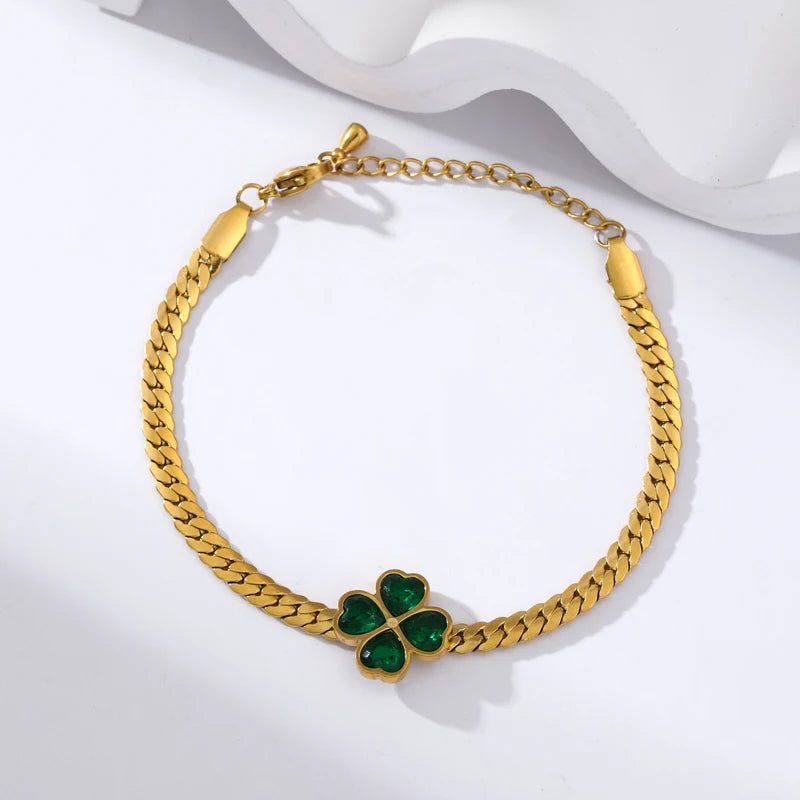 Bracelet trèfle en acier inoxydable 316L pour femme, bijou tendance, étanche, idéal comme cadeau