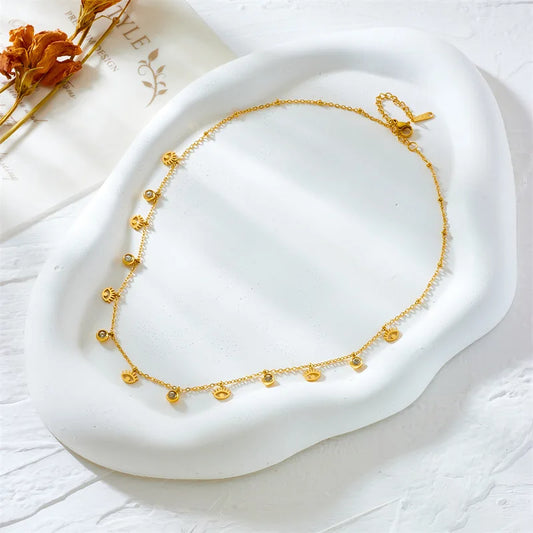 Collier avec pendentif œil en cristal en acier inoxydable 316L pour femme et fille