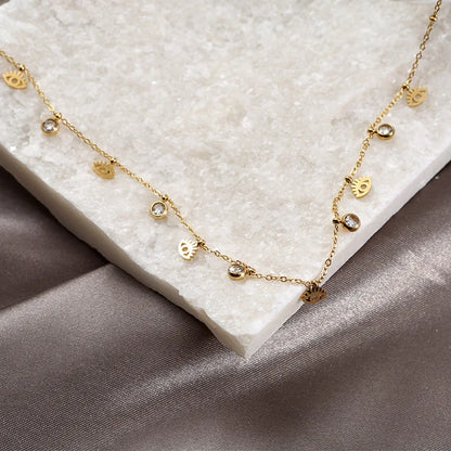 Collier avec pendentif œil en cristal en acier inoxydable 316L pour femme et fille