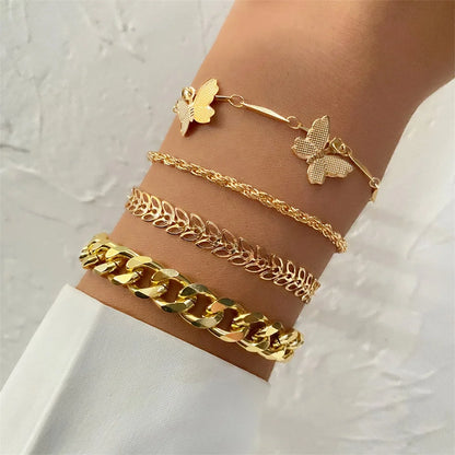 Bracelet jonc tendance en métal doré pour femme, bijou tendance, chaîne à maillons