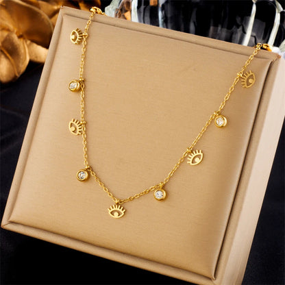Collier avec pendentif œil en cristal en acier inoxydable 316L pour femme et fille