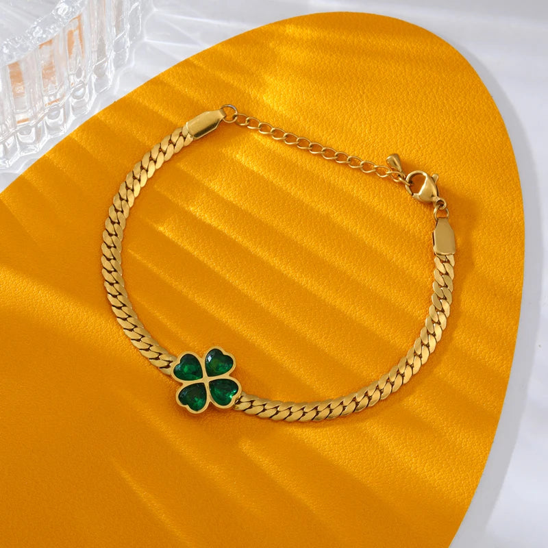 Bracelet trèfle en acier inoxydable 316L pour femme, bijou tendance, étanche, idéal comme cadeau