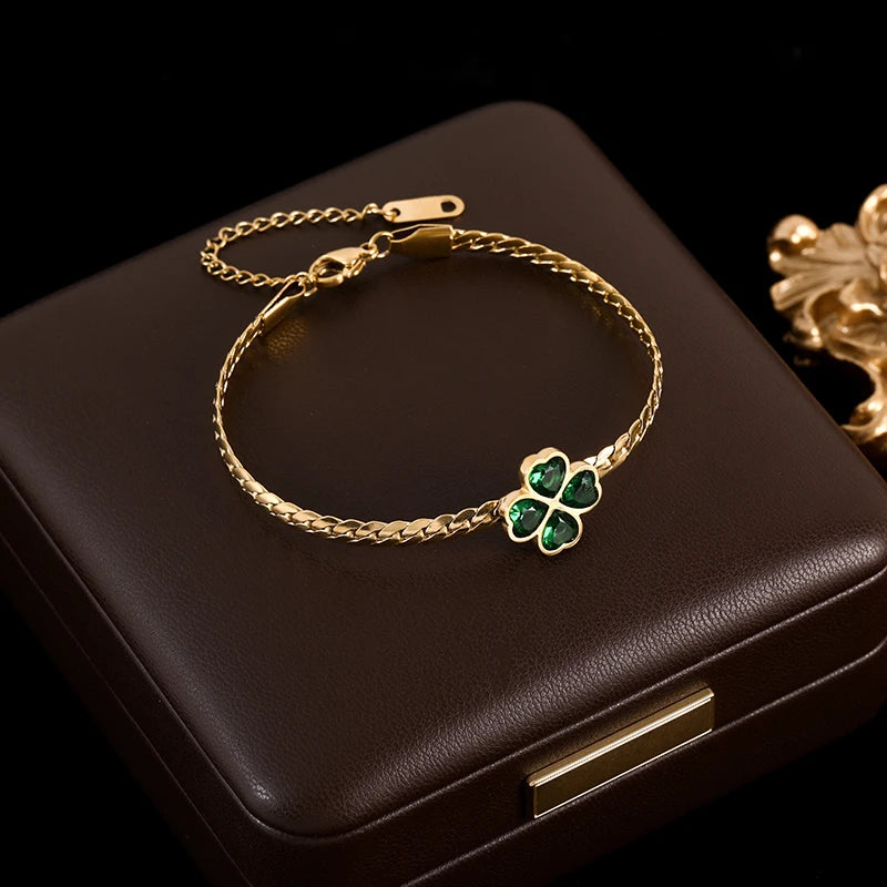 Bracelet trèfle en acier inoxydable 316L pour femme, bijou tendance, étanche, idéal comme cadeau