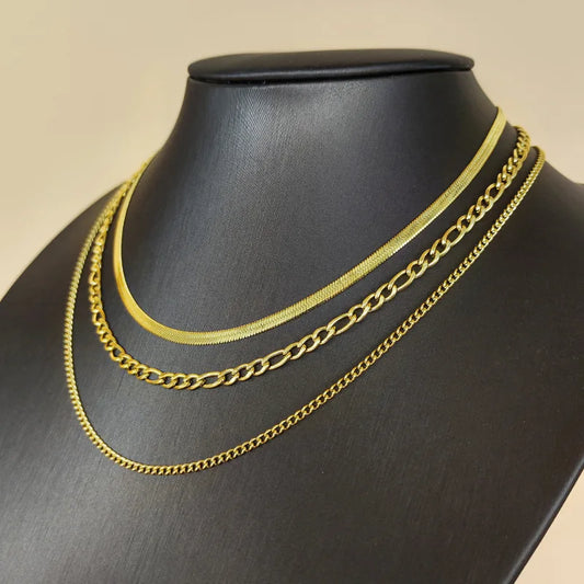 Collier 3 chaînes en acier inoxydable 316L couleur or pour femme, tendance punk, antirouille, cadeau